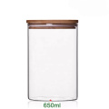 hot sell round type high borosilicate storage empty jars with bamboo lids BJ-142A